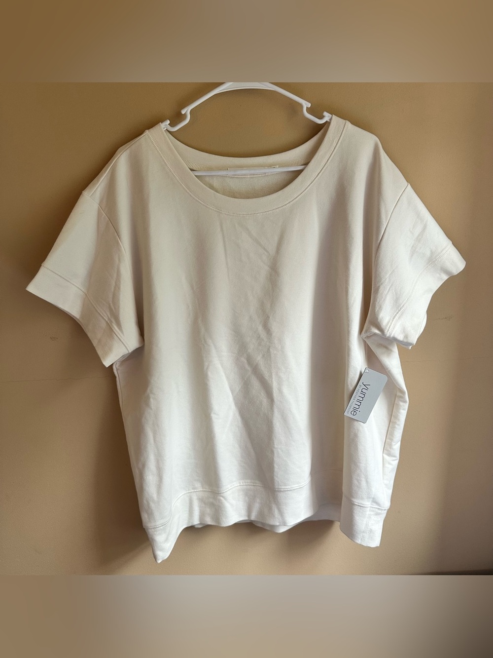 Yummie By Heather Thomson Cream Boxy Tee T-shirt Size 1X New Neutral